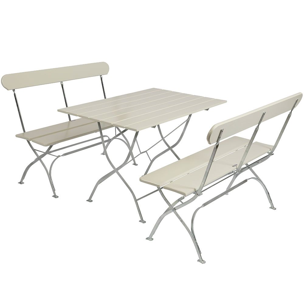 Grythyttan Stålmöbler puutarharyhmä pöytä ja 2 sohvaa valkoinen