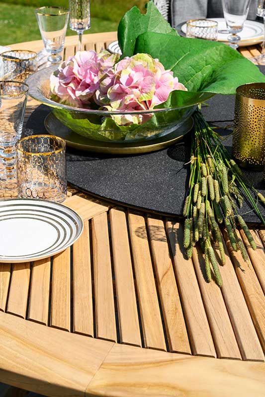 Circus ruokapöytä 180 cm tiikki pyörivä levy Brafab