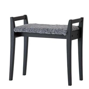 Meja jakkara Musta tammea / lampaannahka vaaleanharmaa
