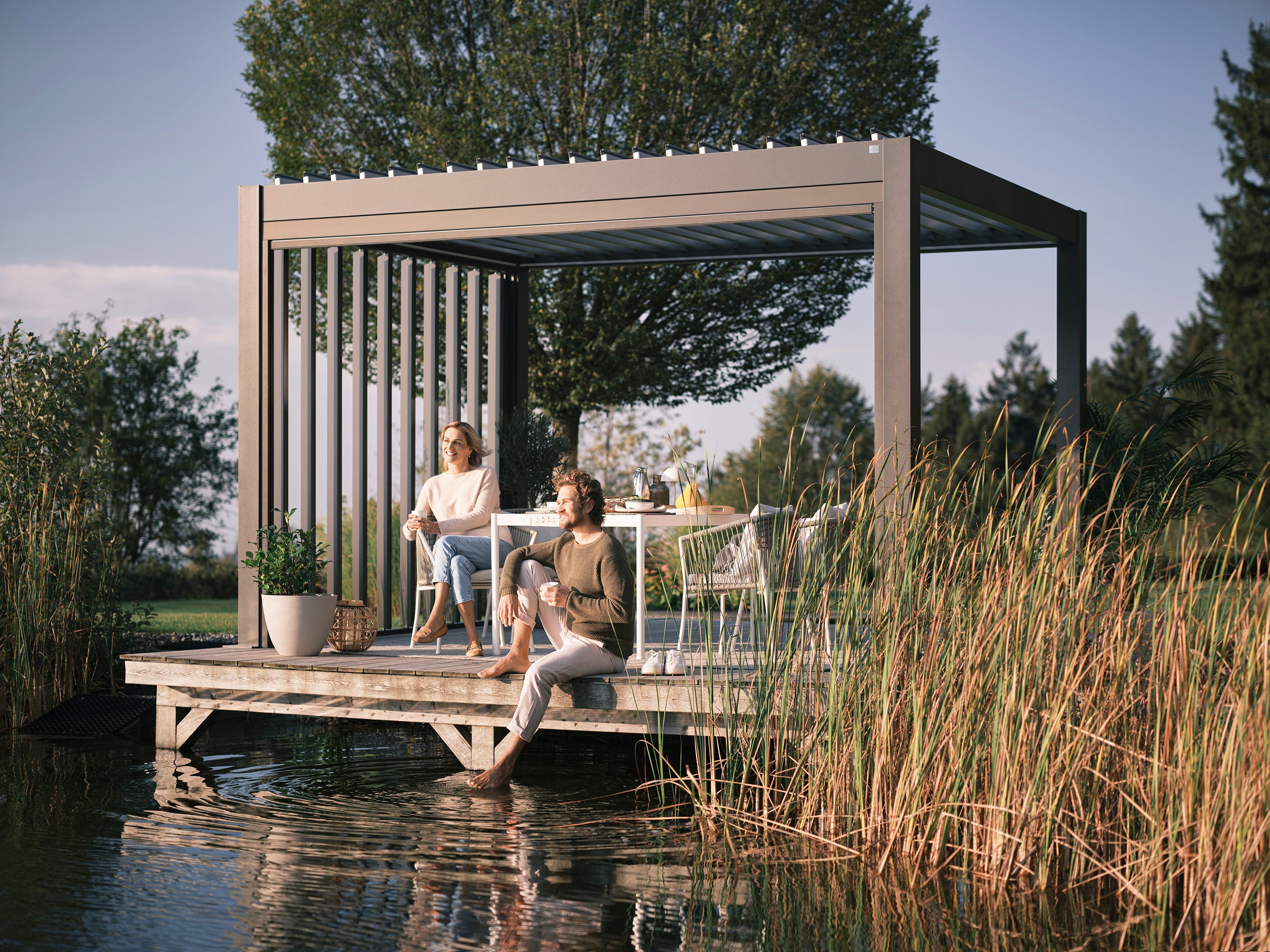 Pergola koko 4 x 3 metallinen quartz harmaa