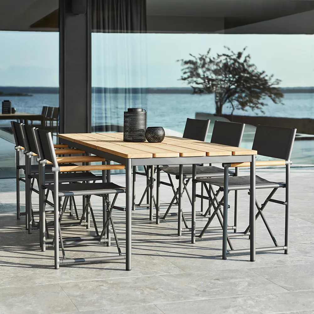 Nox ruokapöytä 90 x 240 cm antrasiitti/tiikki Brafab