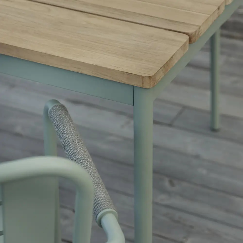 Nox ruokapöytä 90 x 240 cm vihreä/tiikki Brafab