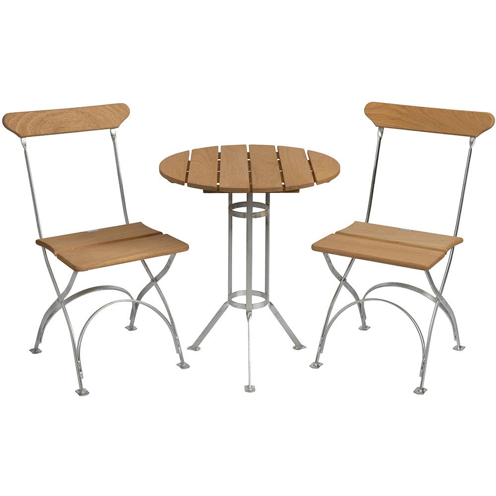 Grythyttan Stålmöbler puutarharyhmä / kahvilapöytä ja tuolit tammi