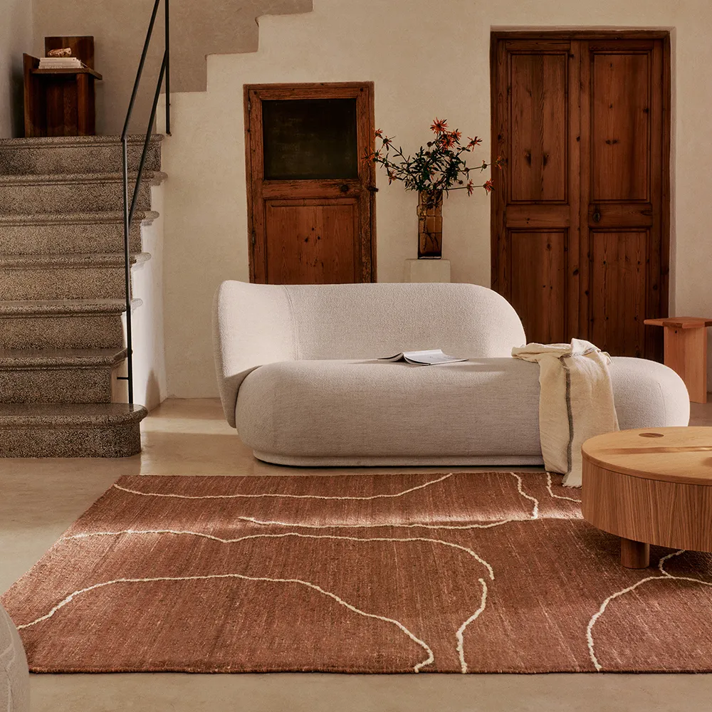 Käsinkudottu Matto Juutti Gesso Terracotta 200x300 cm