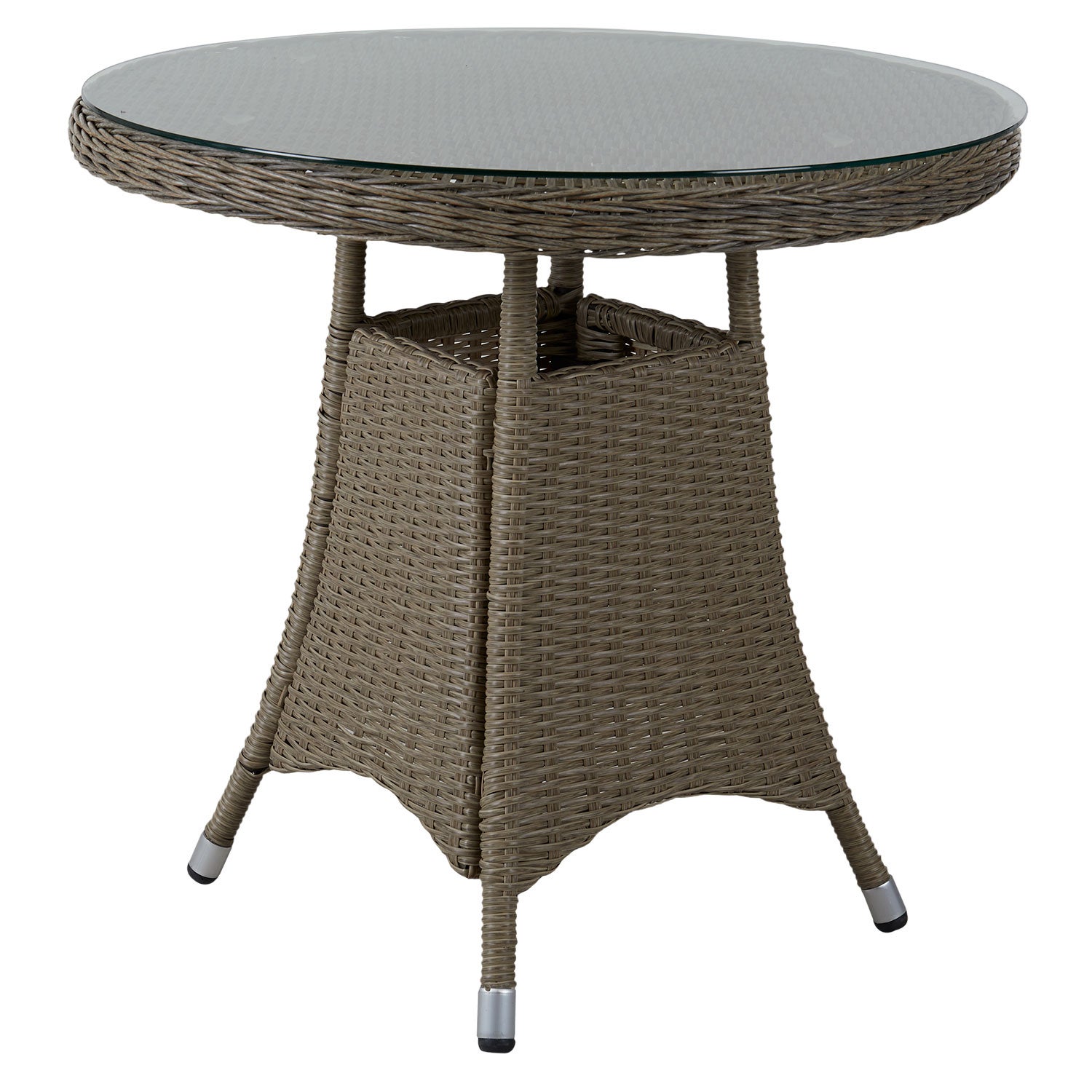 Hornbook kahvilapöytä 80 cm beige polyrottinki sis. lasi Brafab