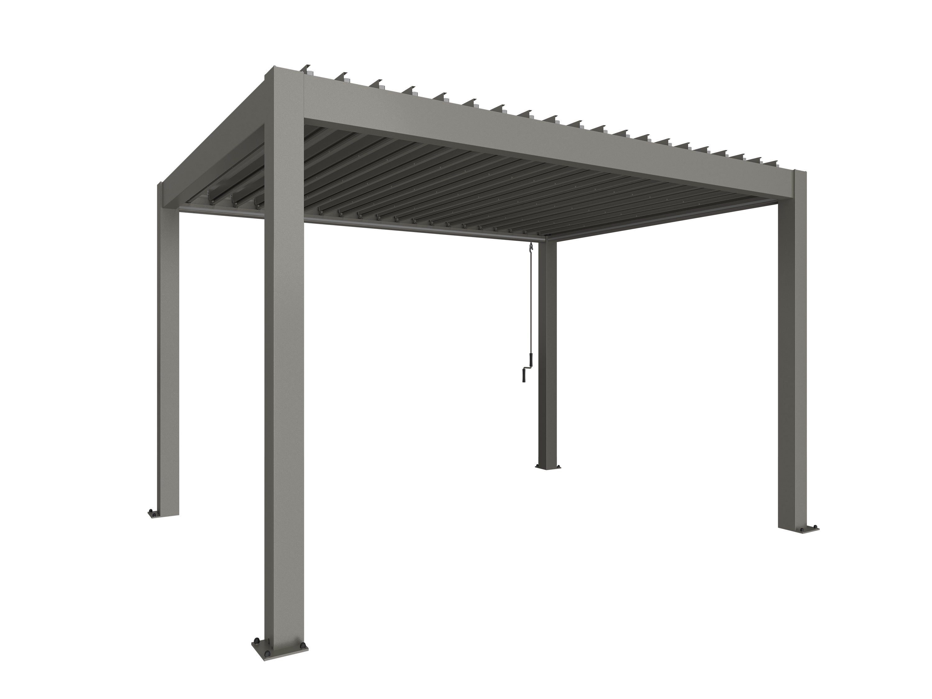 Pergola koko 4 x 3 metallinen quartz harmaa