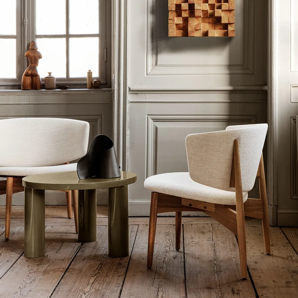 Herman Lepotuoli Boucle - Oak/Off-white