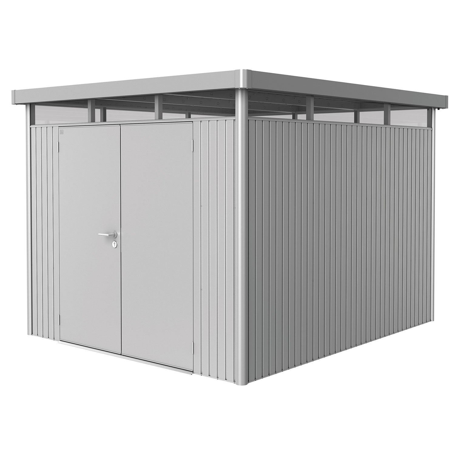 Highline puutarhavarasto dubbeldörr koko h5 metallic hopea