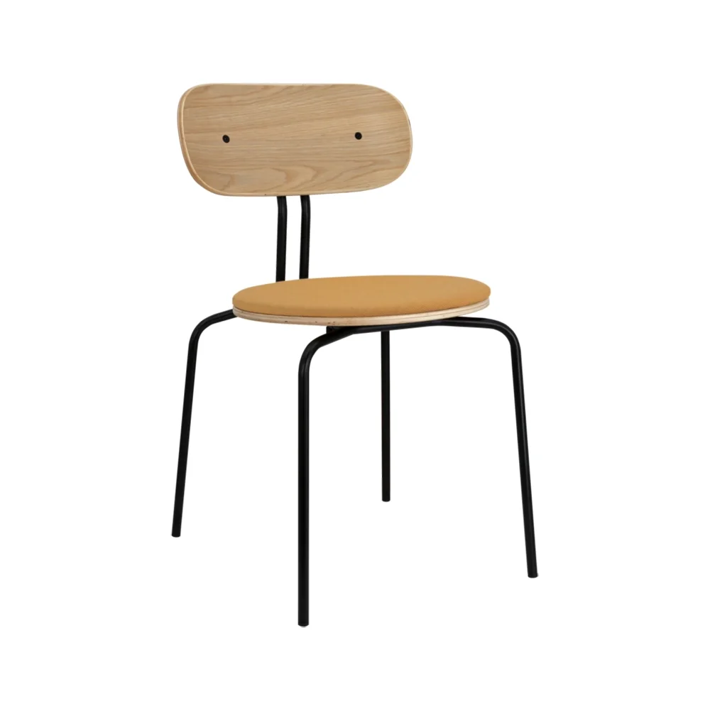 Curious ruokatuoli tammi/musta metalli Tangerine