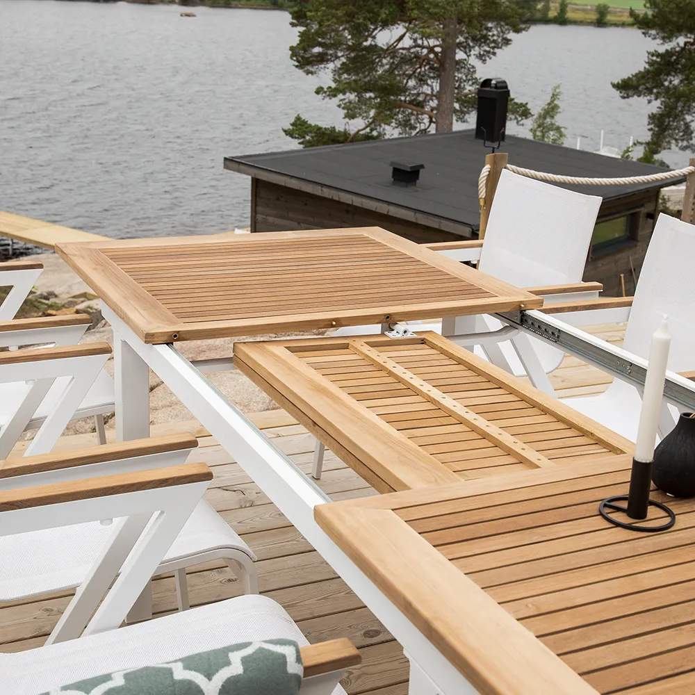 Panama ruokapöytä 160-240x90 cm Valkoinen/Tammi