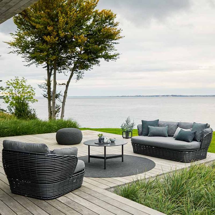 Basket loungesoffa Graphite konstrotting sis. harmaa Airtouch tyynysetit