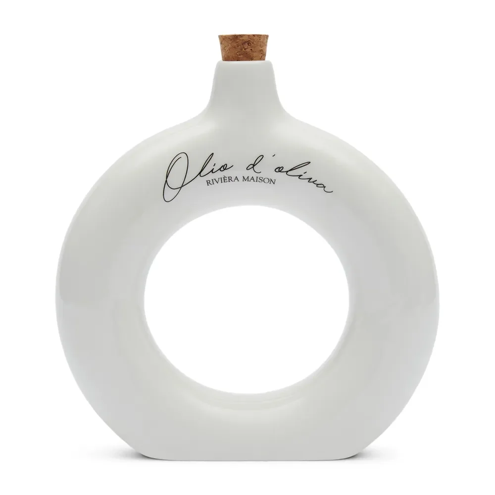 Käsintehty Etikka- ja öljypullo Olio D'Oliva Off White