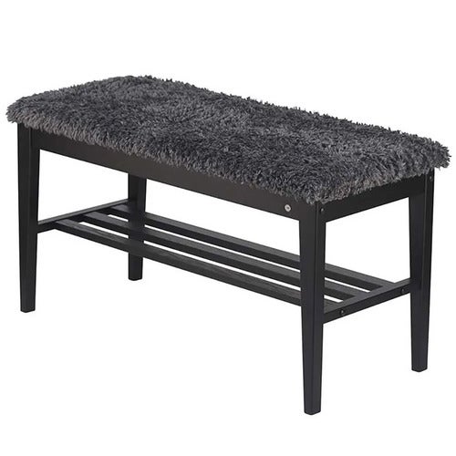 Nadja penkki Mustaksi värjätty tammi/ Lampaannahka look tummanharmaa