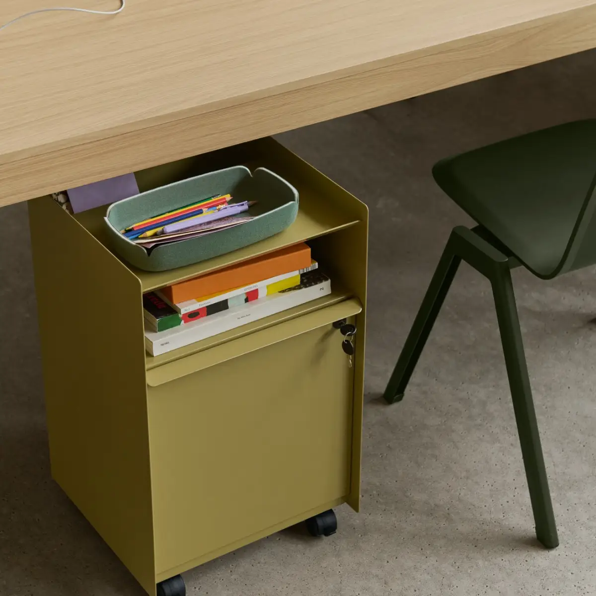 Folded Trolley vaunu, korkeus 61,5 cm, laatikko – Bark Beige Green