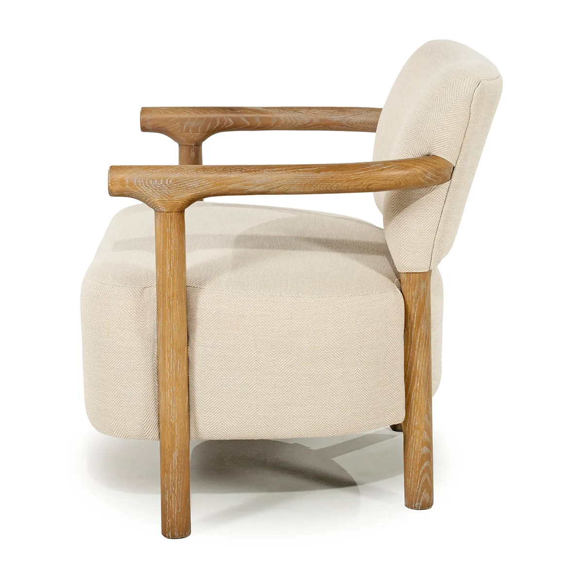 Käsinojallinen nojatuoli saarnipuuta Glenn Herringbone Beige