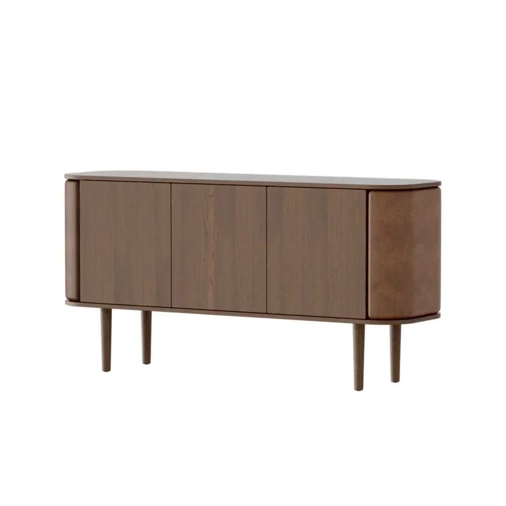 Treasures 3-ovinen kaappi, tumma tammi/Brown faux leather