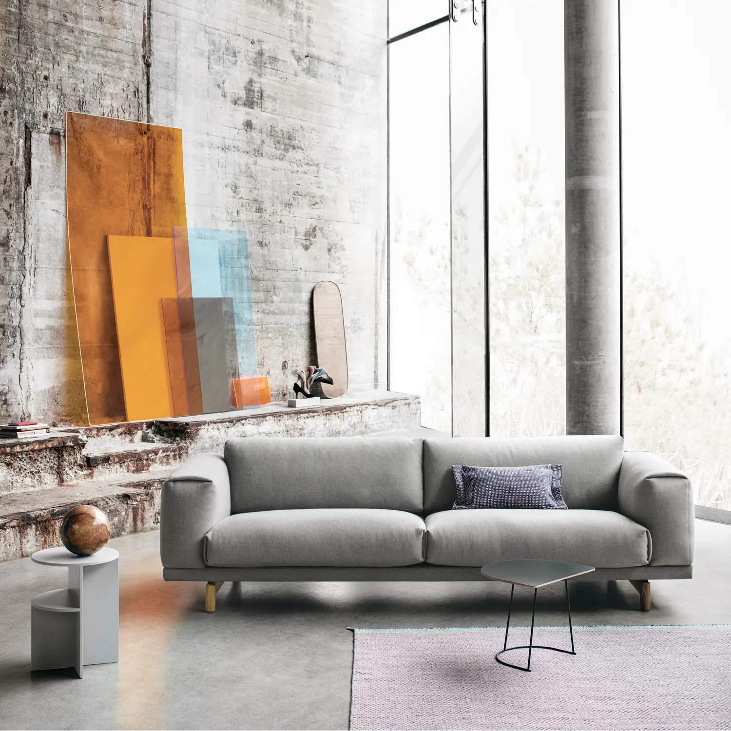 Lepo-sohva 3-paikkainen metallijalusta Hearth 6/musta