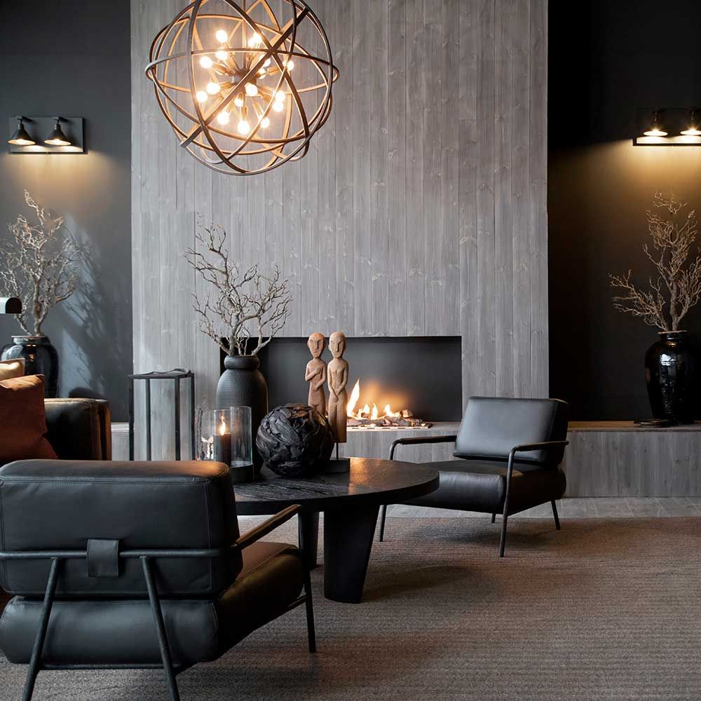 Nojatuoli Sinclair musta nahka Artwood