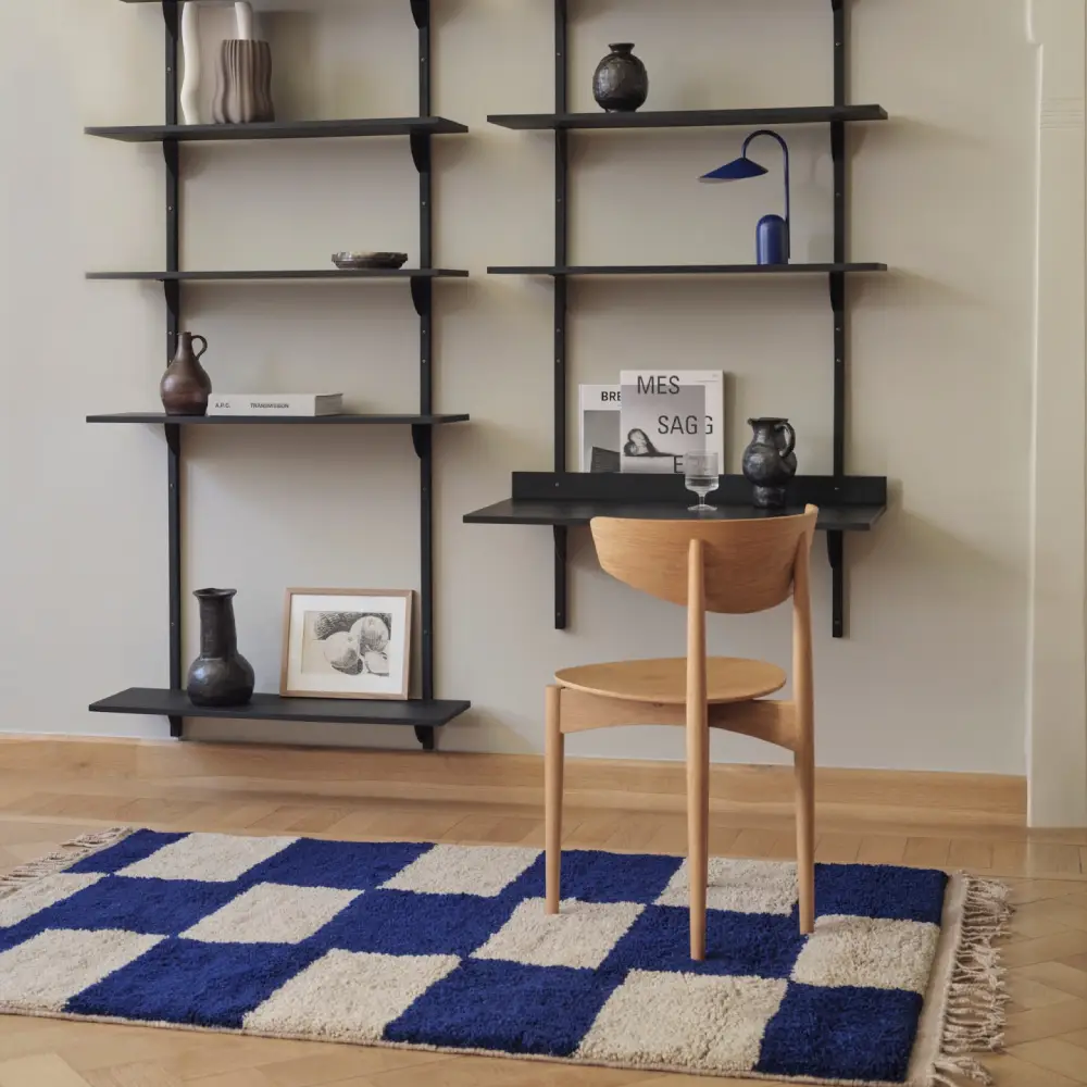 Mara solmittu matto 120x180 cm - sininen/luonnonvalkoinen