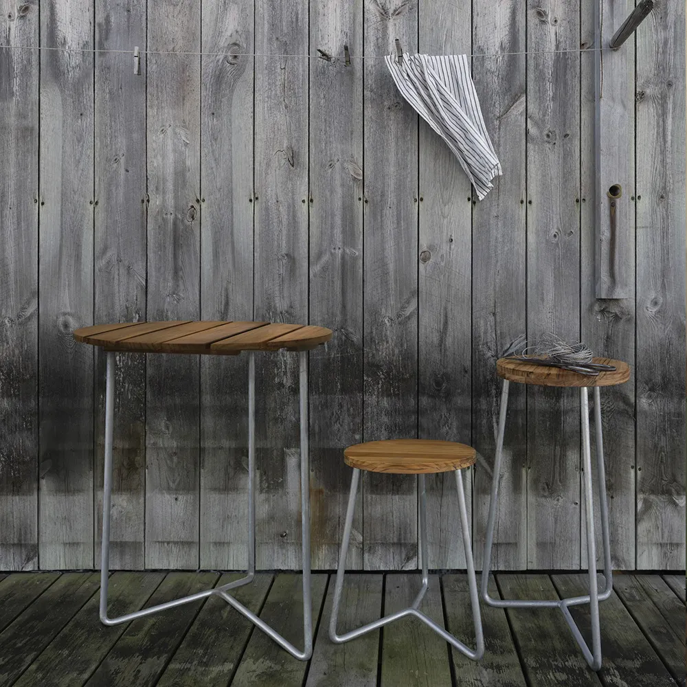 Pöytä 6B 60 Käsittelemätön teak / kuumasinkitty runko