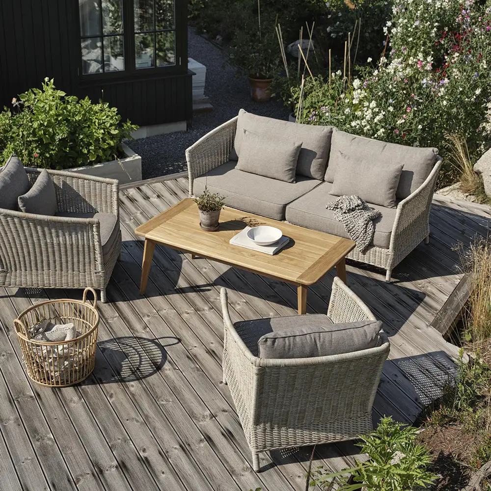 Aster nojatuoli beige polyrottinki sis. pehmusteet Brafab