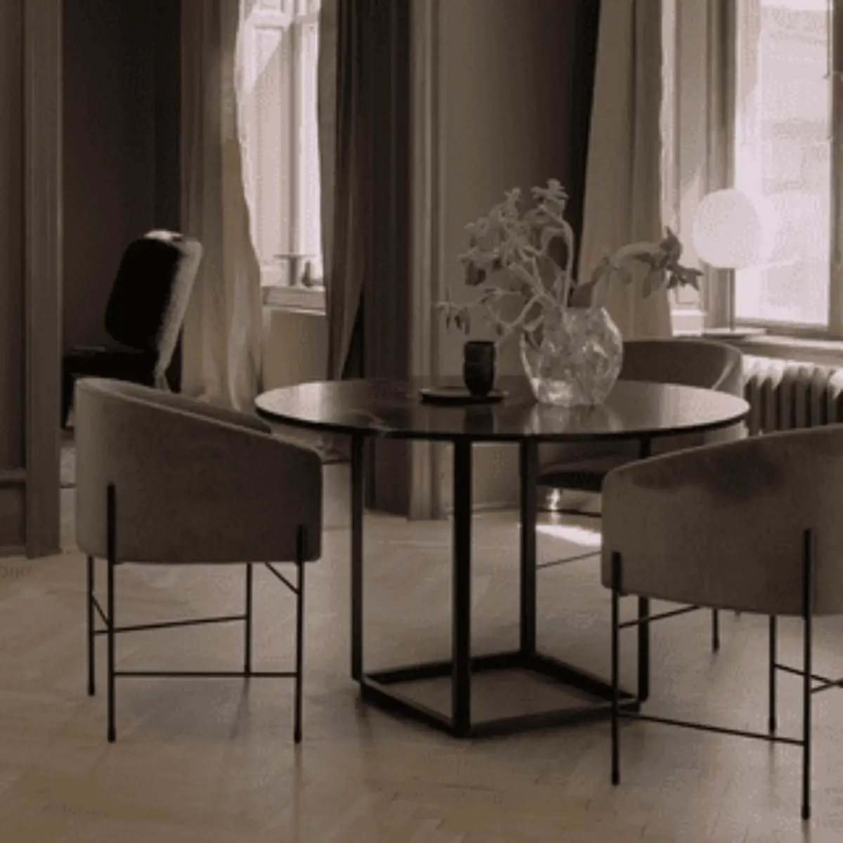 Florence Pöytälevy Ø120cm Musta Marquina Marmori