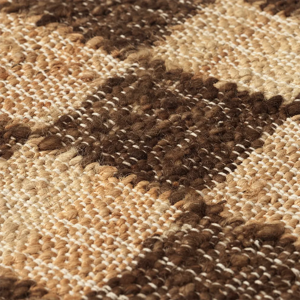 Käsinkudottu Villamatto Check 70x180 cm Coffee