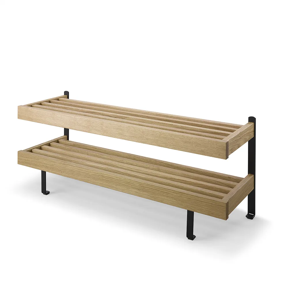 Nadja kenkähylly 100 cm lakattu tammi/musta teräs