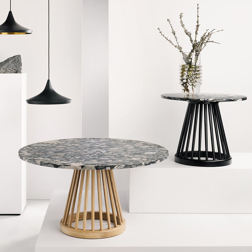 Fan Table Natural Stone Top 90cm/36in Pebble
