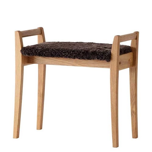 Meja jakkara Öljytty tammi/ Lampaannahka ruskea