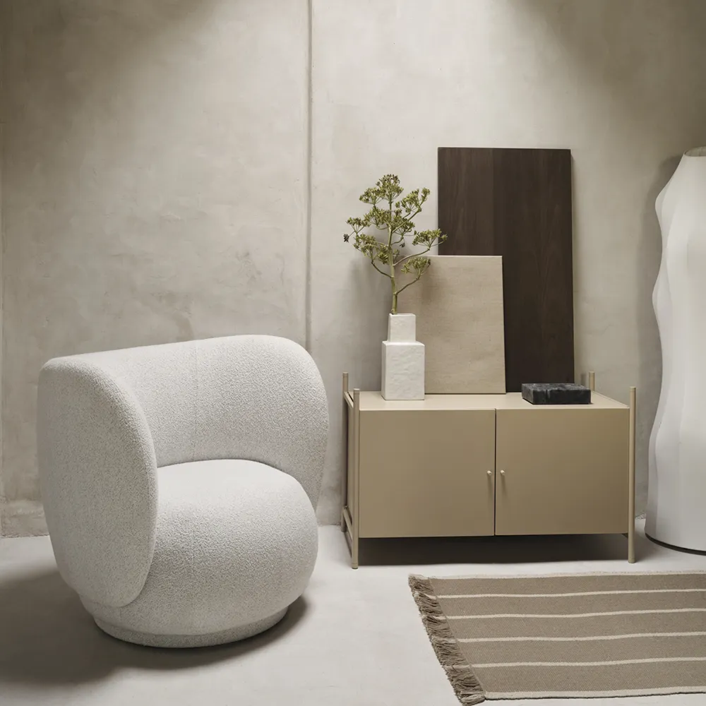 Rico Lounge nojatuoli Soft Bouclé - Off-white/Sand