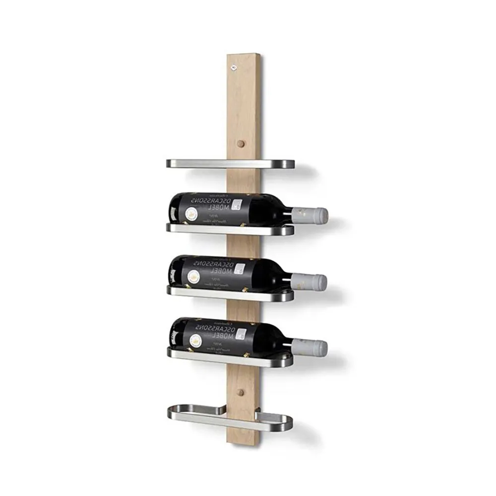 Mazzi viiniteline 5 pulloa Valkoinen öljytty tammi / hiottu teräs