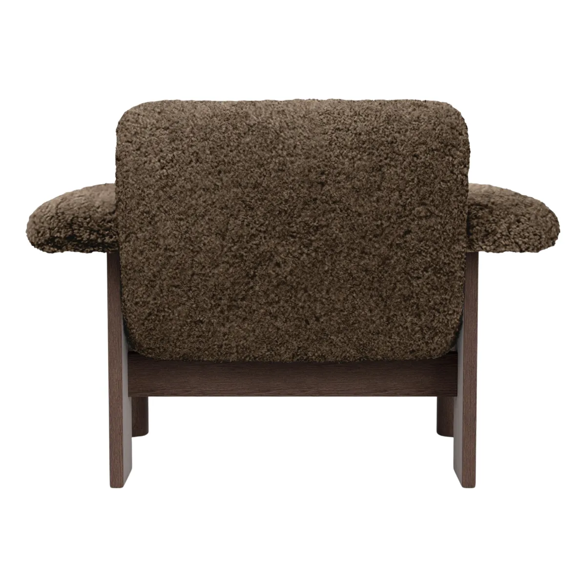 Brasilia lounge-tuoli matala selkänoja, tummaksi petsattu massiivitammi, Sheepskin Nevotex Root