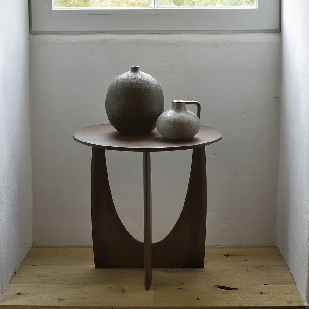 Geometric Sivupöytä Teak ruskea