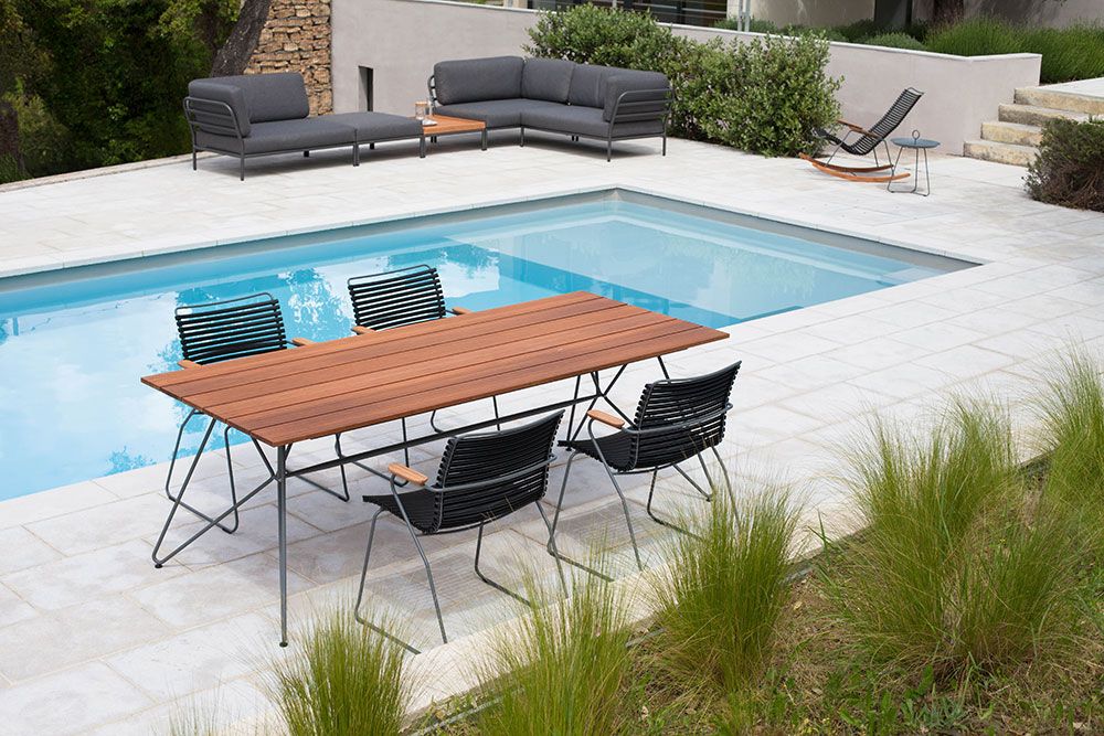 Sketch ruokapöytä harmaa 88x220 cm bambu