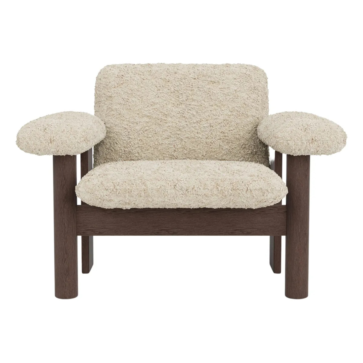 Brasilia lounge-tuoli tummaksi petsattu tammi, Sheepskin Nevotex Nature
