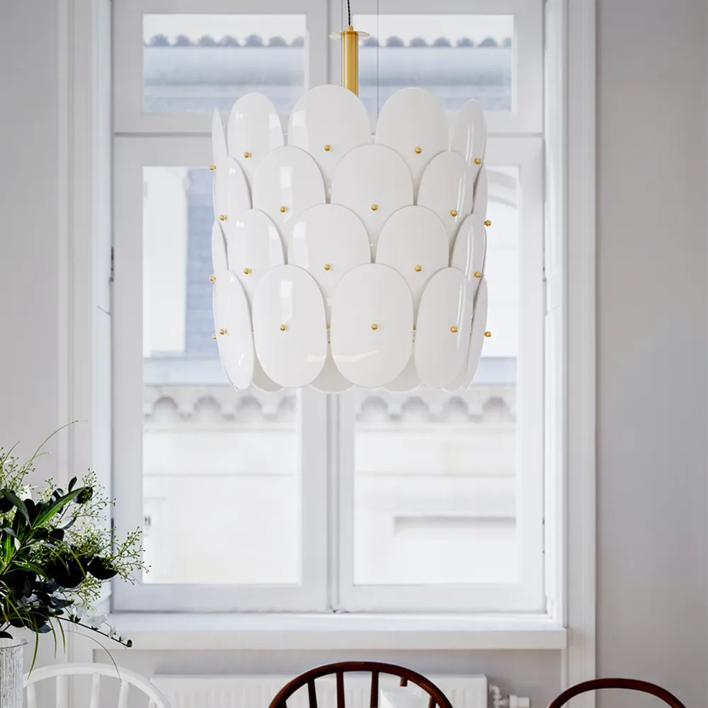 Omlott kattovalaisin Ø50cm messinki/valkoinen