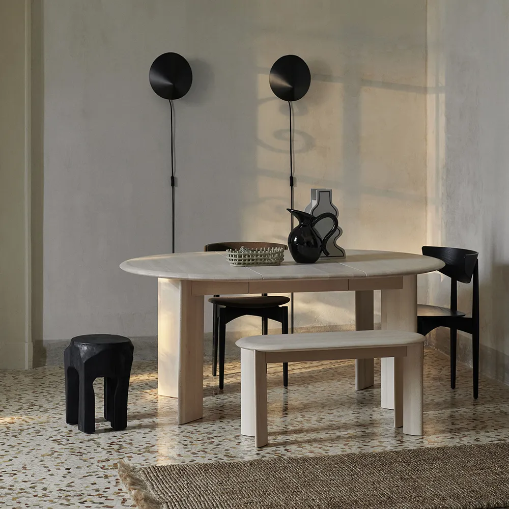 Bevel Ruokapöytä 117-217x117 cm - White Oiled Beech