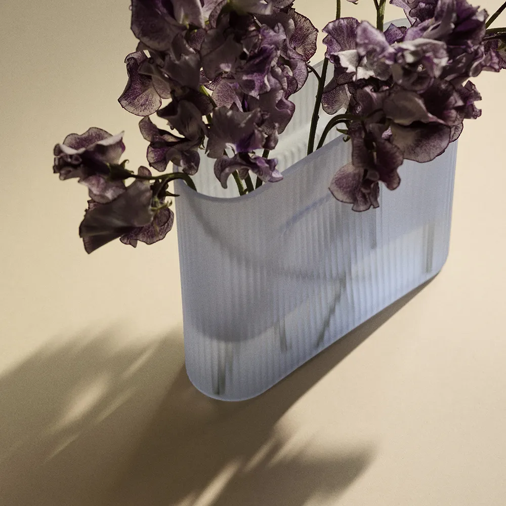 Ridge Maljakko H: 16,5 cm Light Blue Frosted