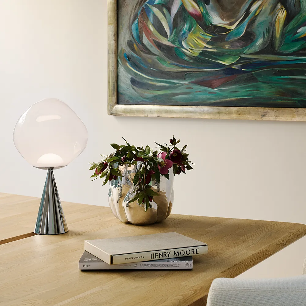 Melt Pöytälamppu Opal/Silver LED