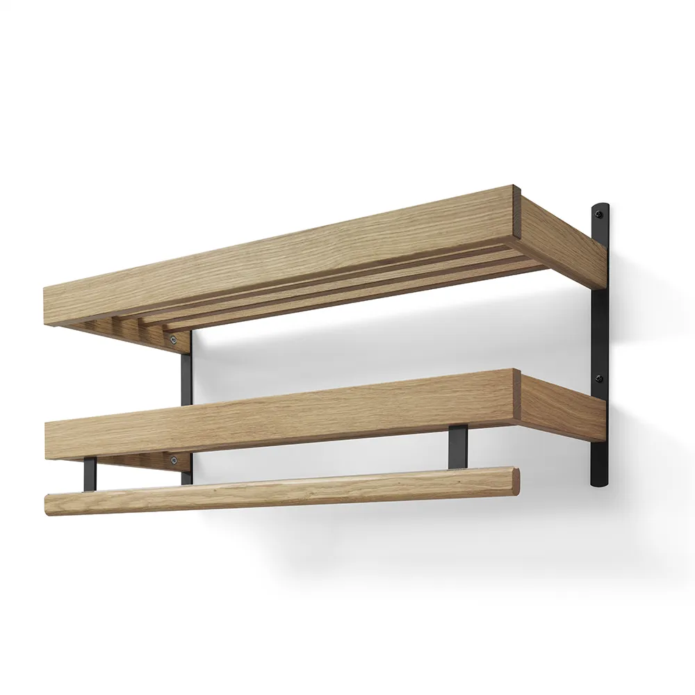 Nadja Hattuhylly 80 cm 2 tasoa Lakattu Tammi/Matti Musta teräs