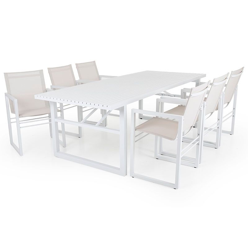 Vevi ruokailuryhmä valkoinen alumiini Brafab