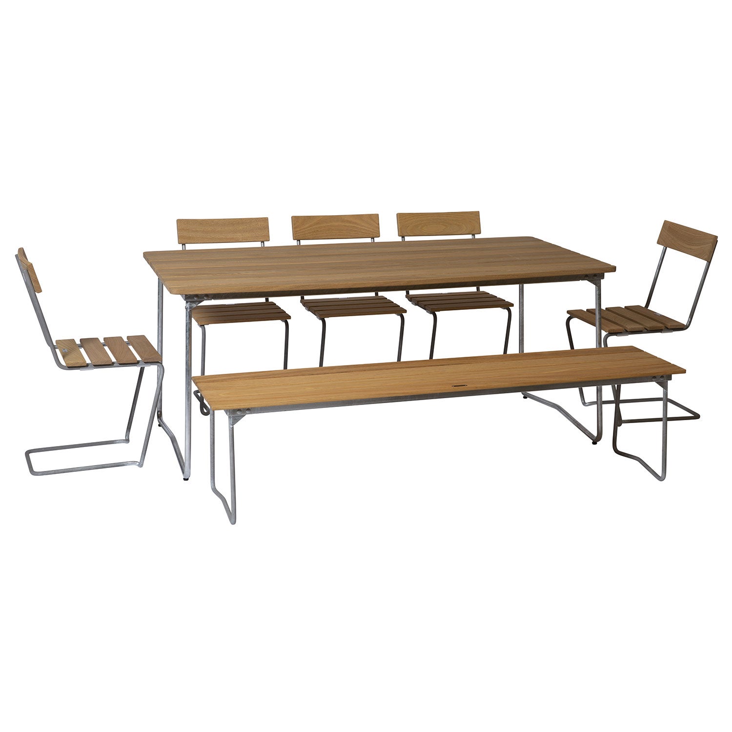 Pöytä B31 170 öljytty tammi / kuumasinkitty runko Grythyttan Stålmöbler